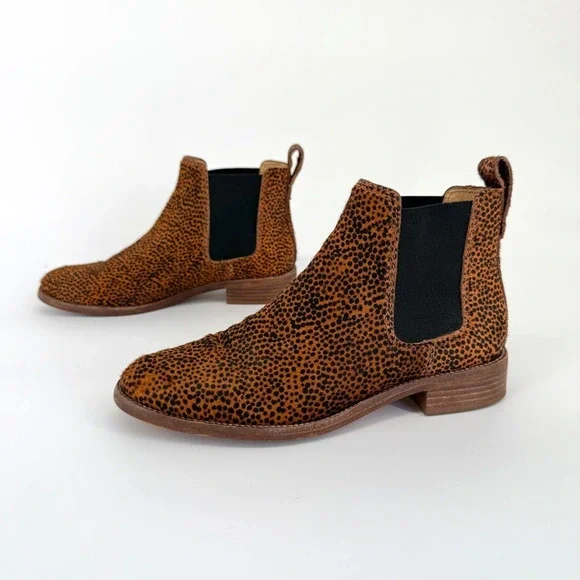 Madewell Womans Boot Ainsley Chelsea Spotted Calf Hair Size 7 Leopard Pony Flaw - Picture 2 of 12